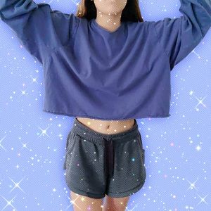 🌍 blue long sleeve crop top 🌎